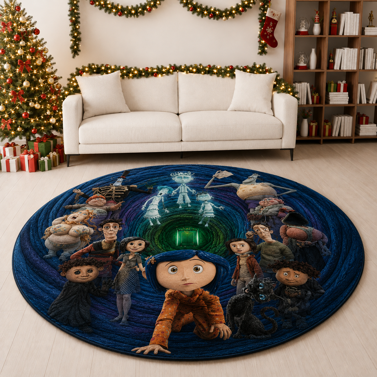 Coraline 3D Quilted Rug, Halloween Party Decor Floor Mat