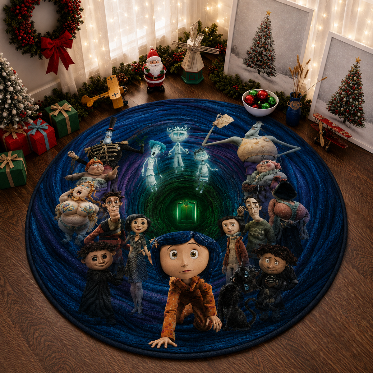 Coraline 3D Quilted Rug, Halloween Party Decor Floor Mat
