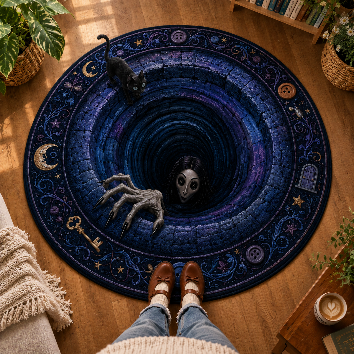 Coraline 3D Quilted Rug, Halloween Party Decor Floor Mat