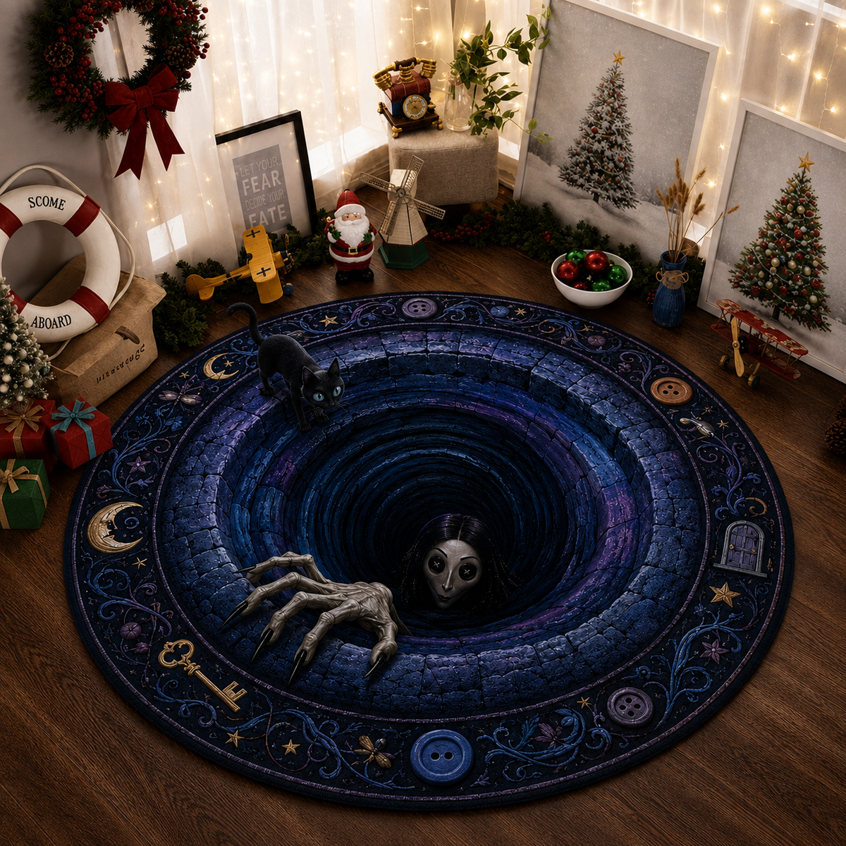 Coraline 3D Quilted Rug, Halloween Party Decor Floor Mat