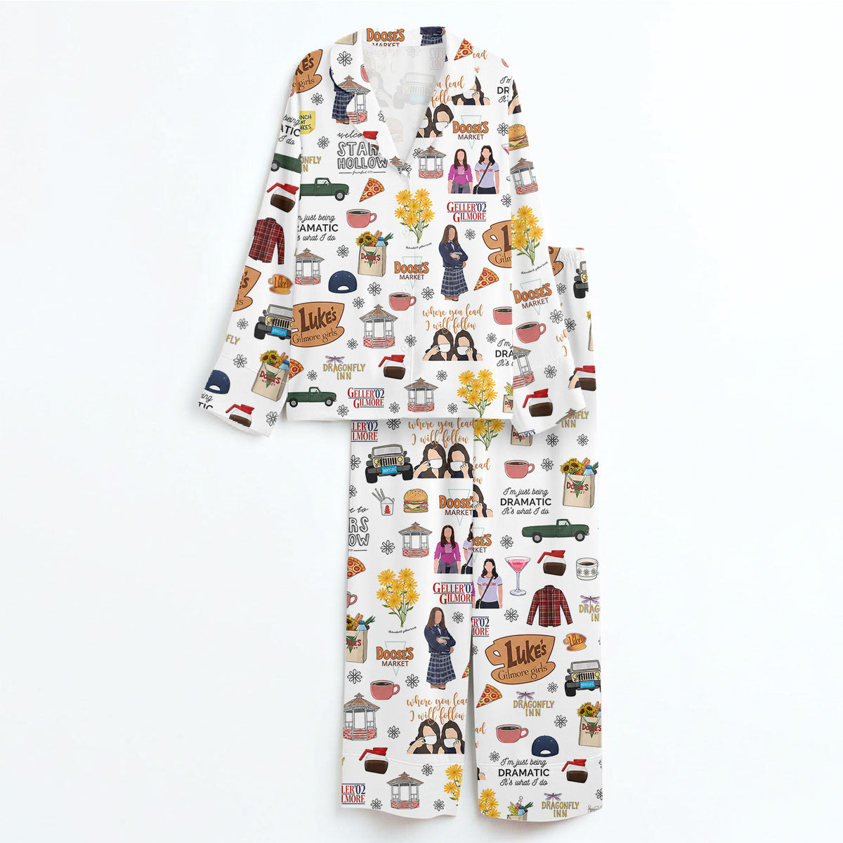 Gilmore Girls Pajamas Set, Women's Pajama Set in Stars Hollow TV Show Merch