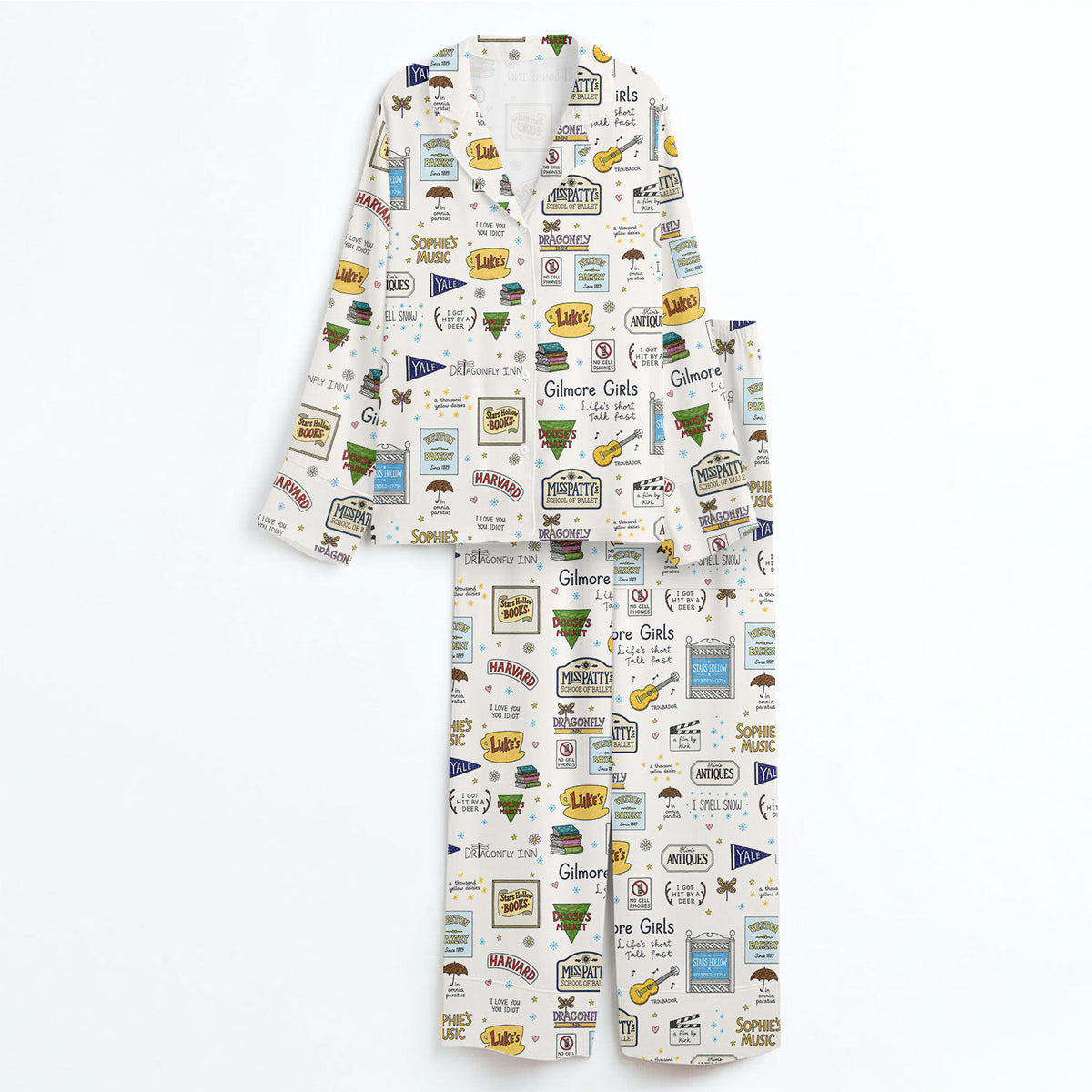 Gilmore Girls Pajamas Set, Women's Pajama Set in Stars Hollow TV Show Merch