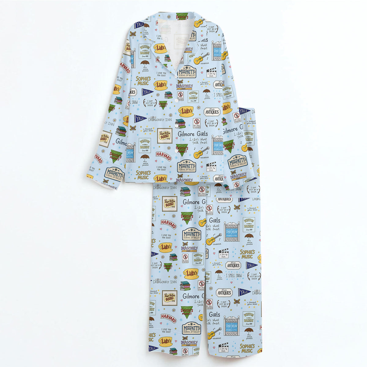 Gilmore Girls Pajamas Set, Women's Pajama Set in Stars Hollow TV Show Merch