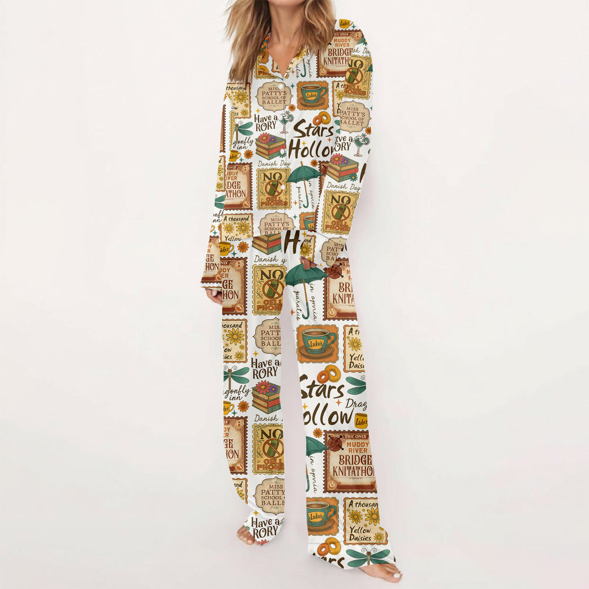 Gilmore Girls Pajamas Set, Women's Pajama Set in Stars Hollow