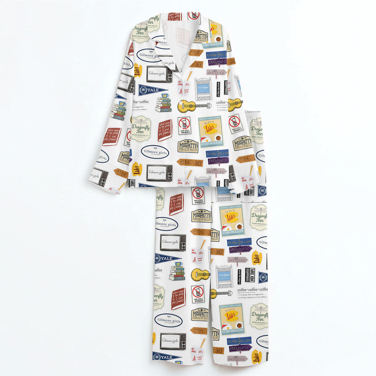Gilmore Girls Pajamas Set, Women's Pajama Set in Stars Hollow Cozy Merch
