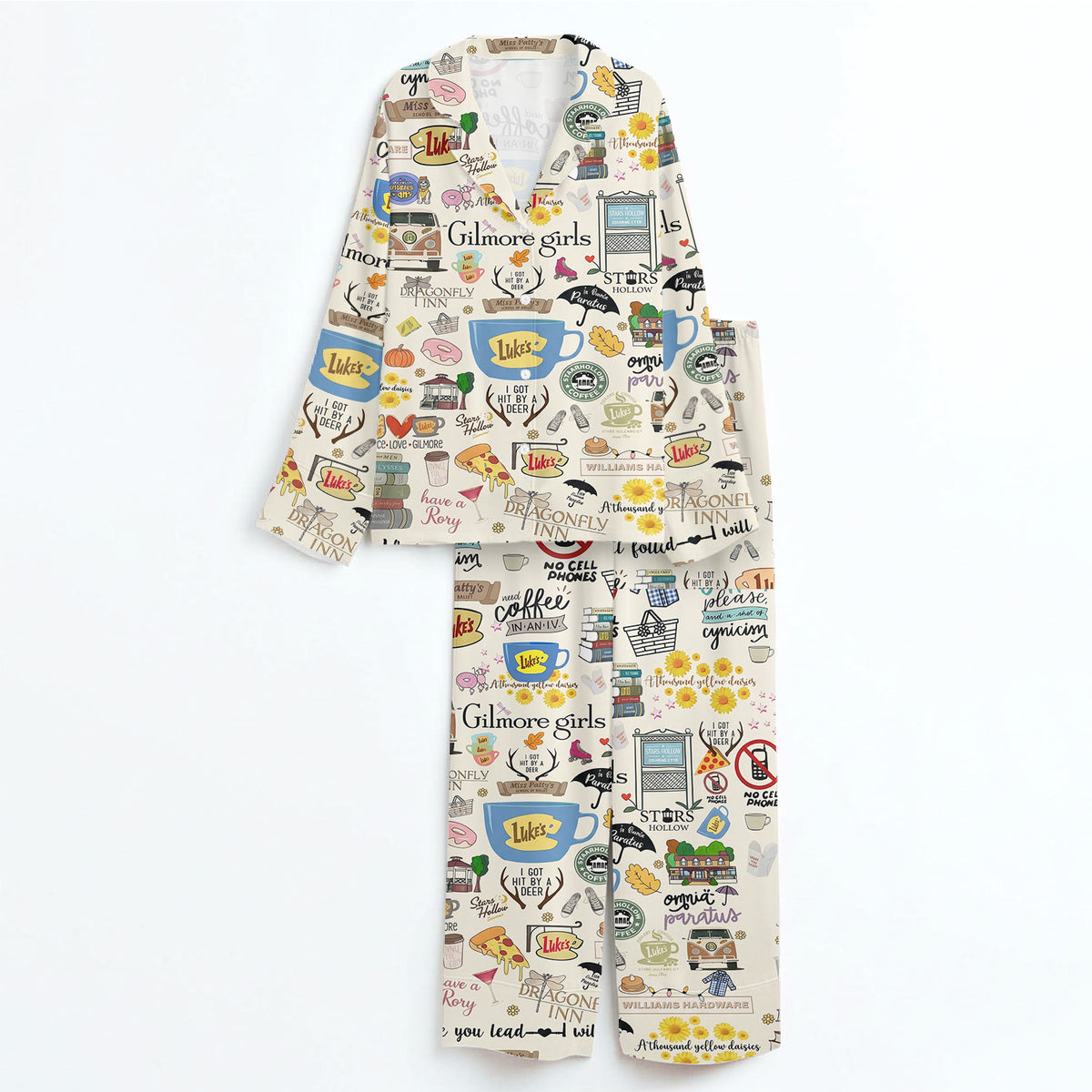 Gilmore Girls Pajamas Set, Women's Pajama Set in Stars Hollow
