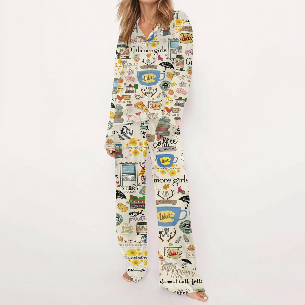 Gilmore Girls Pajamas Set, Women's Pajama Set in Stars Hollow