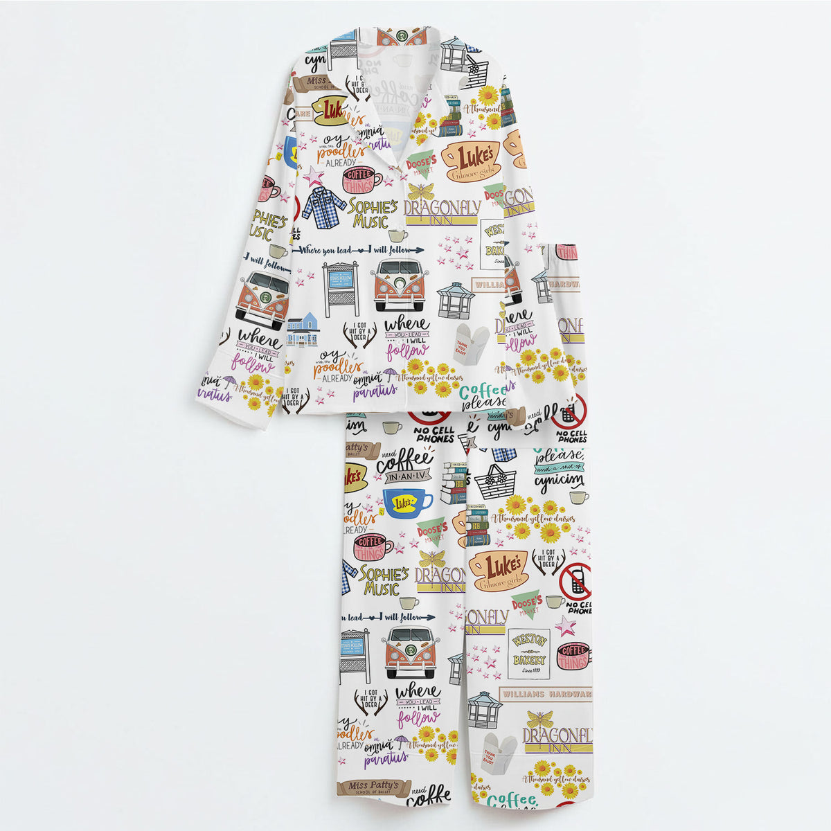 Gilmore Girls Pajamas Set, Women's Pajama Set in Stars Hollow