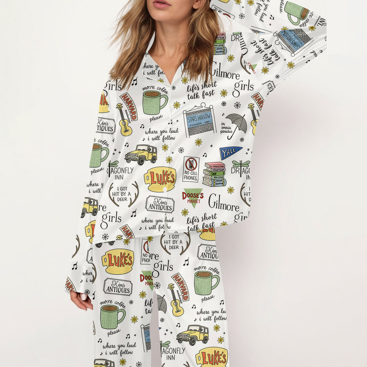 Gilmore Girls Pajamas Set, Women's Pajama Set in Stars Hollow