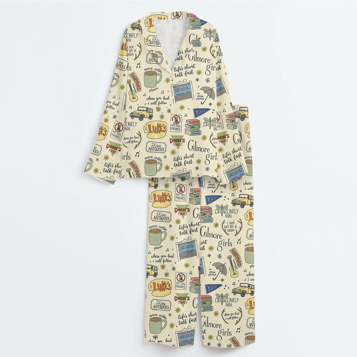 Gilmore Girls Pajamas Set, Women's Pajama Set in Stars Hollow