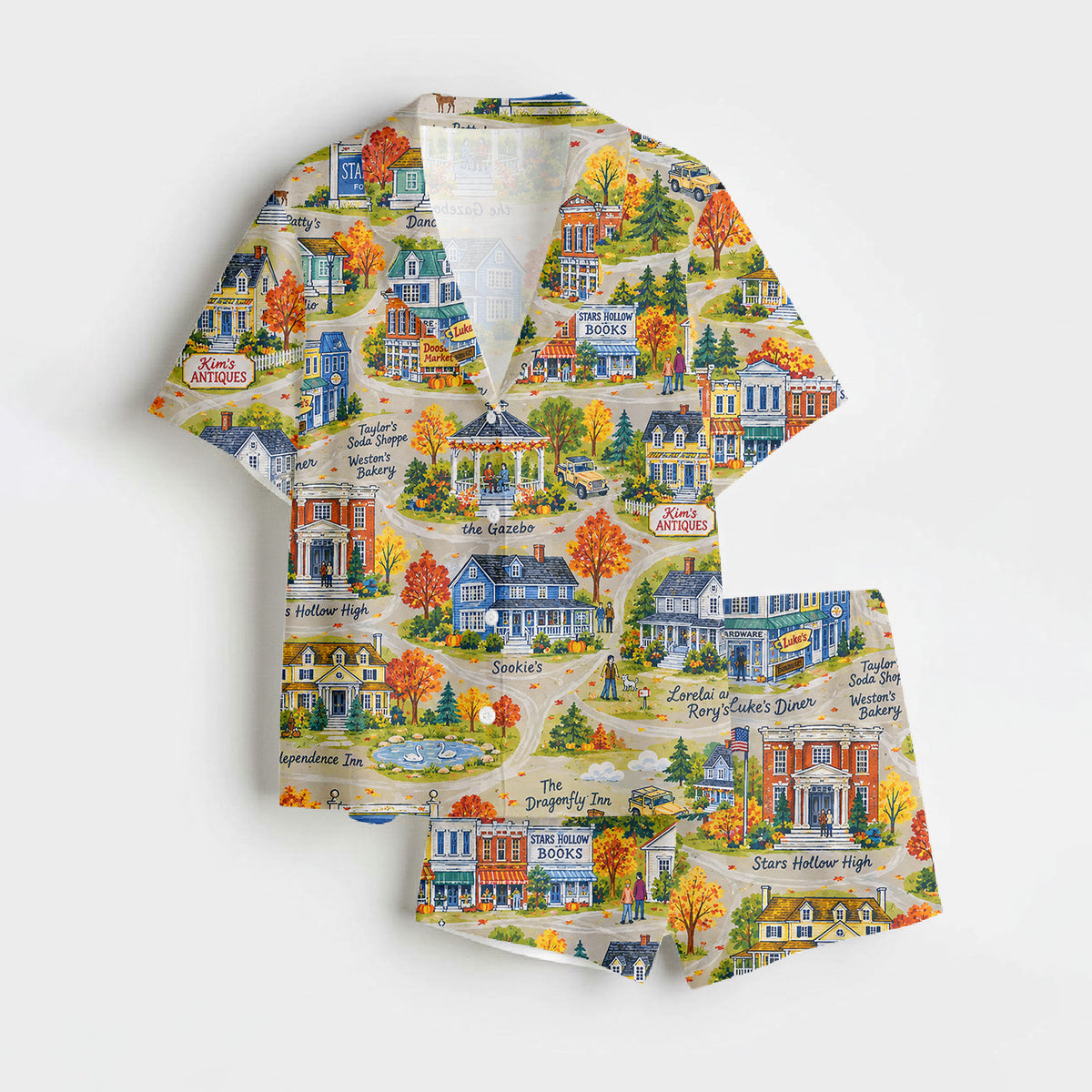 Gilmore Girls Pajamas Set, Women's Pajama Set in Stars Hollow Map