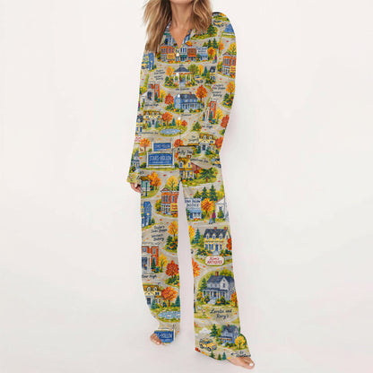 Gilmore Girls Pajamas Set, Women's Pajama Set in Stars Hollow Map