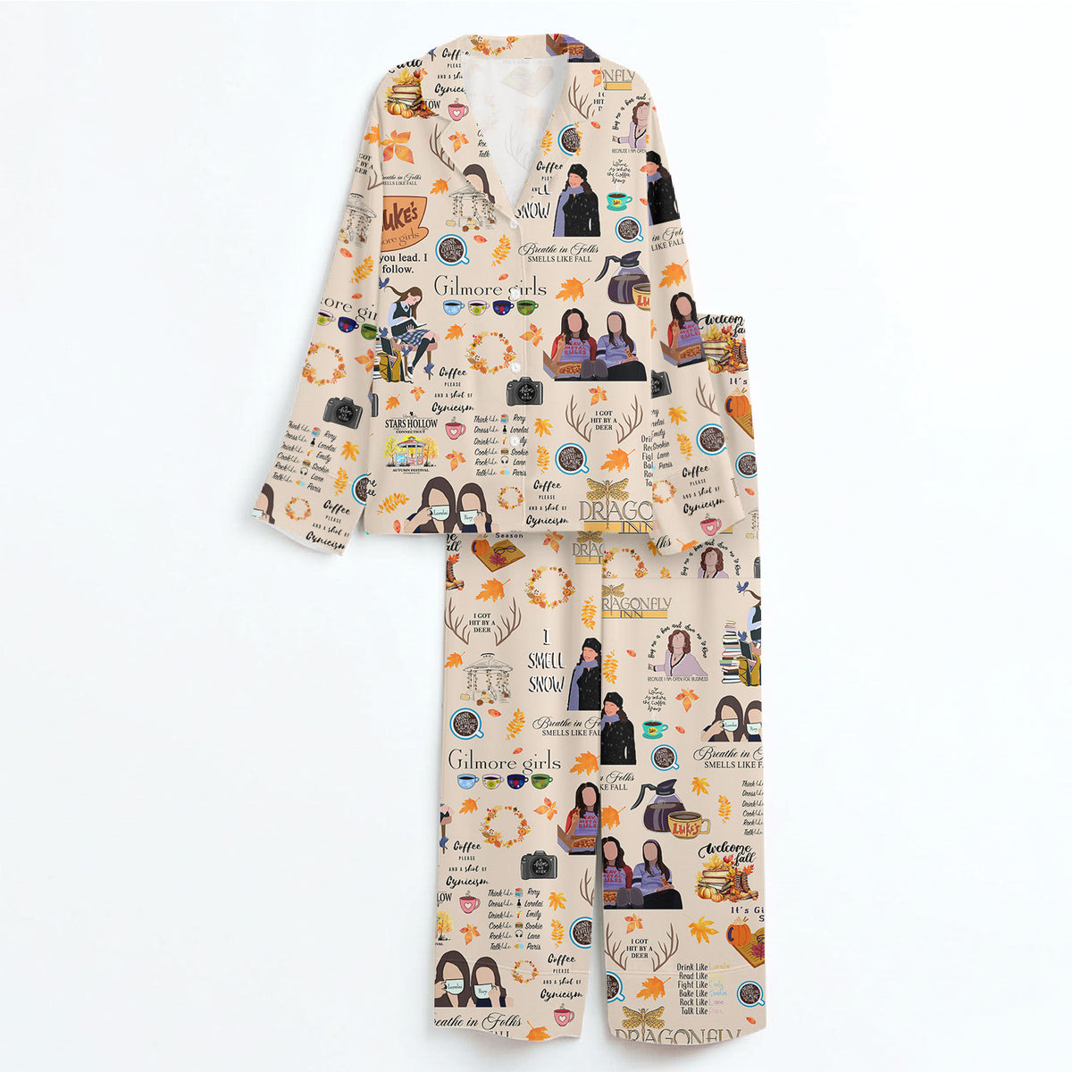 Gilmore Girls Pajamas Set, Women's Pajama Set in Stars Hollow