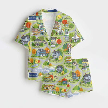 Gilmore Girls Pajamas Set, Women's Pajama Set in Stars Hollow Map