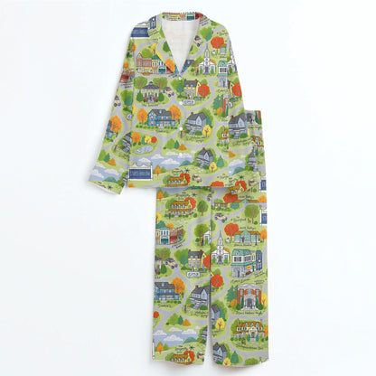 Gilmore Girls Pajamas Set, Women's Pajama Set in Stars Hollow Map