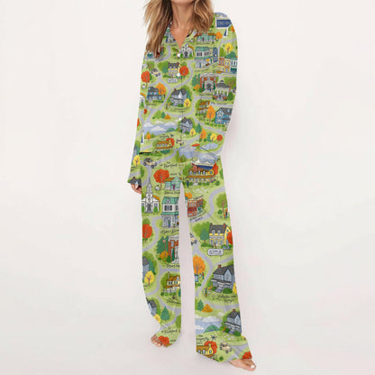 Gilmore Girls Pajamas Set, Women's Pajama Set in Stars Hollow Map