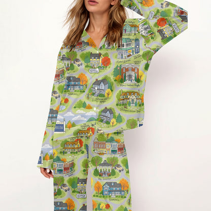 Gilmore Girls Pajamas Set, Women's Pajama Set in Stars Hollow Map