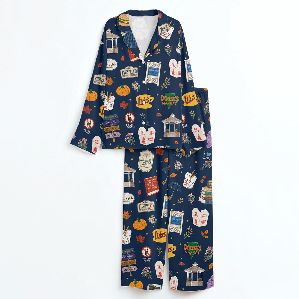 Gilmore Girls Pajamas Set, Women's Pajama Set in Stars Hollow Cozy Pjs