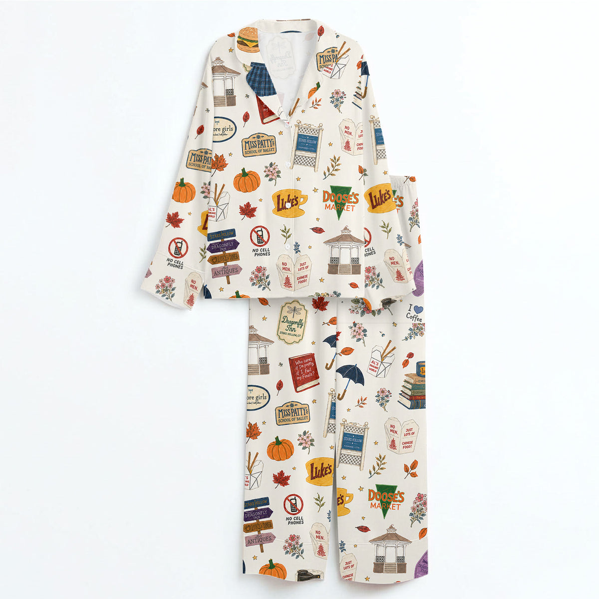 Gilmore Girls Pajamas Set, Women's Pajama Set in Stars Hollow Cozy Pjs
