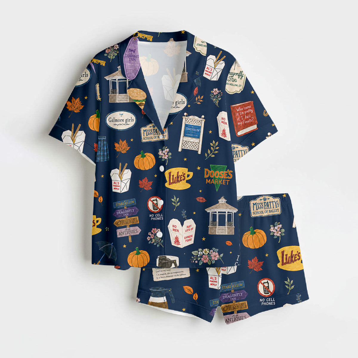 Gilmore Girls Pajamas Set, Women's Pajama Set in Stars Hollow Cozy Pjs