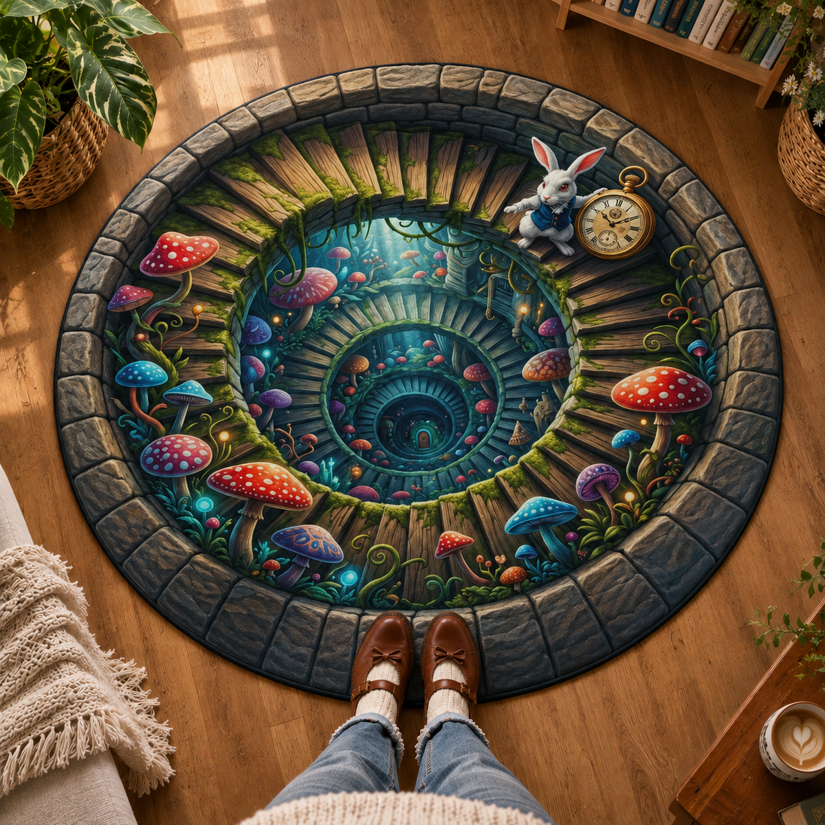 Alice in Wonderland Quilted Rug, Halloween Party Decor Floor Mat