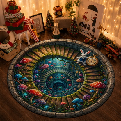 Alice in Wonderland Quilted Rug, Halloween Party Decor Floor Mat