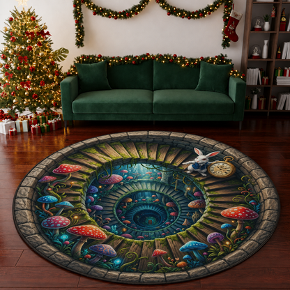 Alice in Wonderland Quilted Rug, Halloween Party Decor Floor Mat