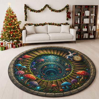 Alice in Wonderland Quilted Rug, Halloween Party Decor Floor Mat