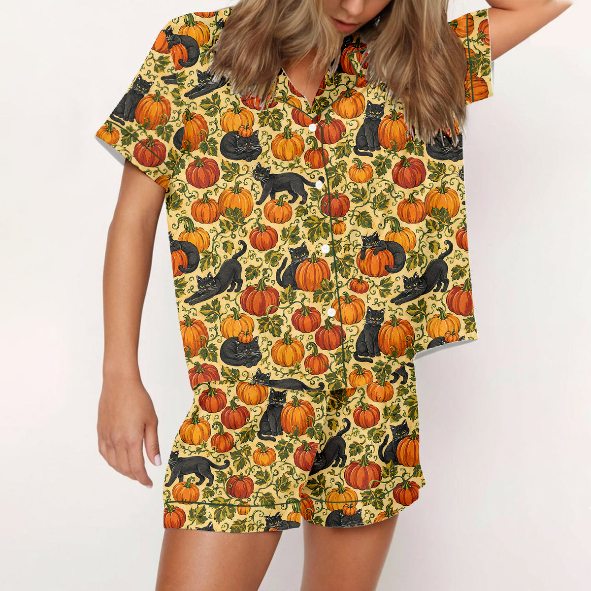 Cat Pumpkin Halloween Pajamas