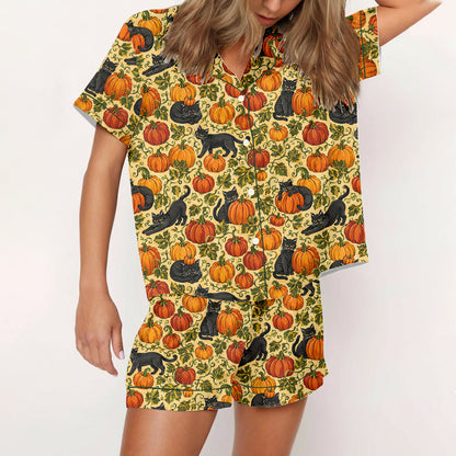 Cat Pumpkin Halloween Pajamas