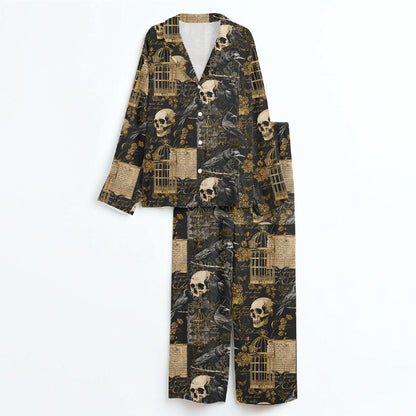 Gothic Raven & Skull Pajama Set
