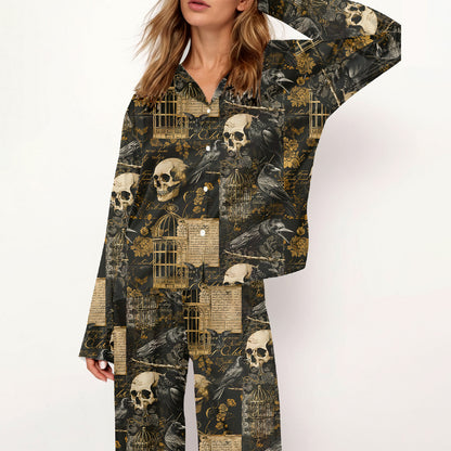 Gothic Raven & Skull Pajama Set