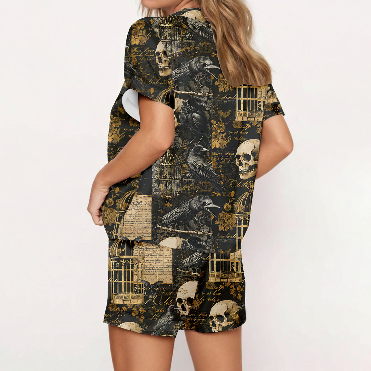 Gothic Raven & Skull Pajama Set
