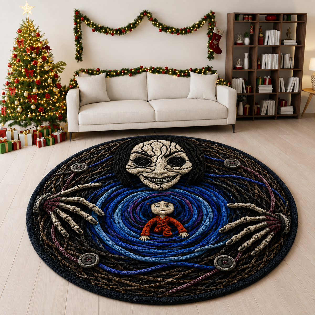 Coraline 3D Quilted Rug, Halloween Party Decor Floor Mat