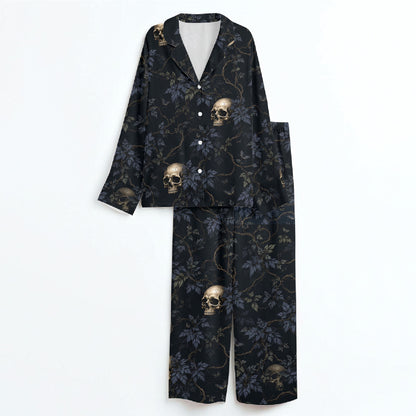 Gothic Skull Pajamas, Dark Botanical Set