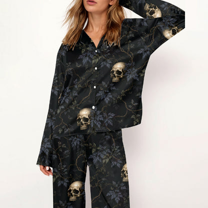 Gothic Skull Pajamas, Dark Botanical Set
