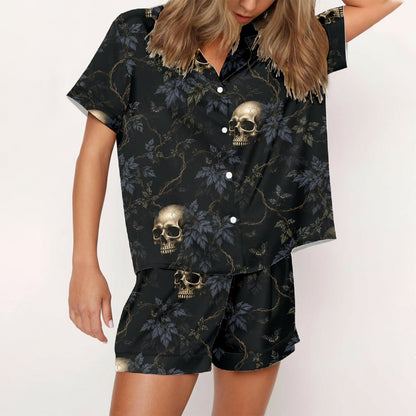Gothic Skull Pajamas, Dark Botanical Set