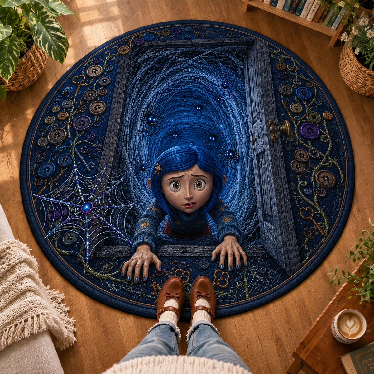 Coraline 3D Quilted Rug, Halloween Party Decor Floor Mat