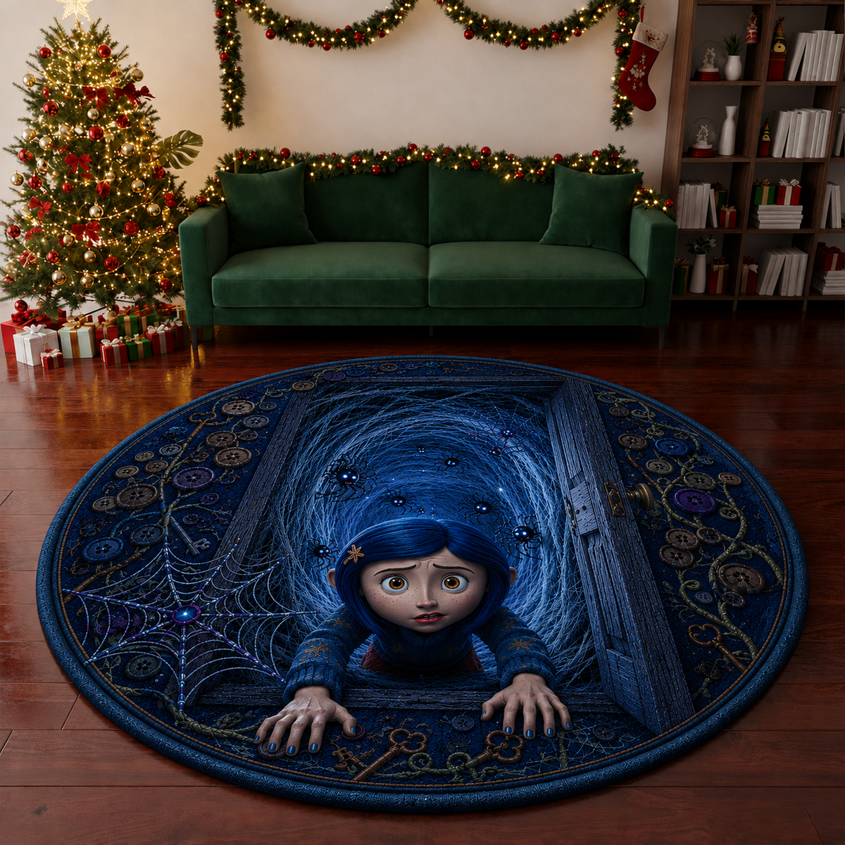 Coraline 3D Quilted Rug, Halloween Party Decor Floor Mat