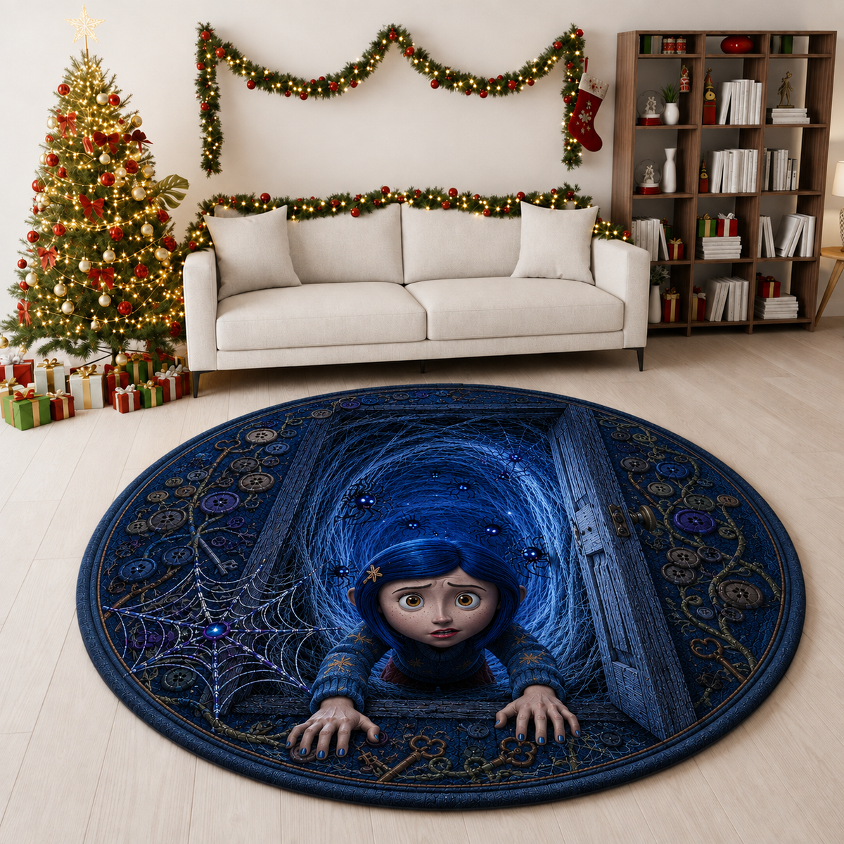 Coraline 3D Quilted Rug, Halloween Party Decor Floor Mat