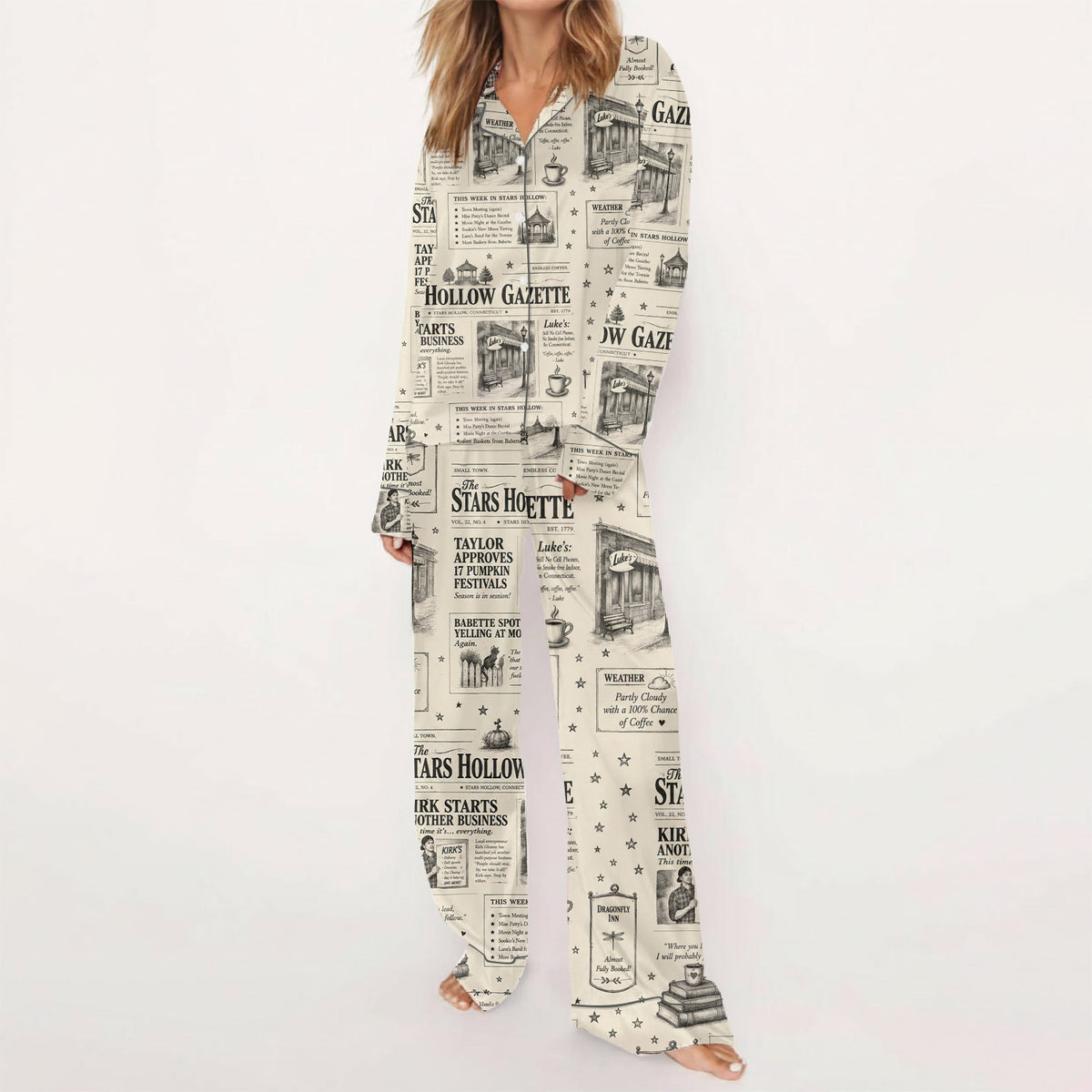 Gilmore Girls Pajamas Set, Women's Pajama Set in Stars Hollow Pjs