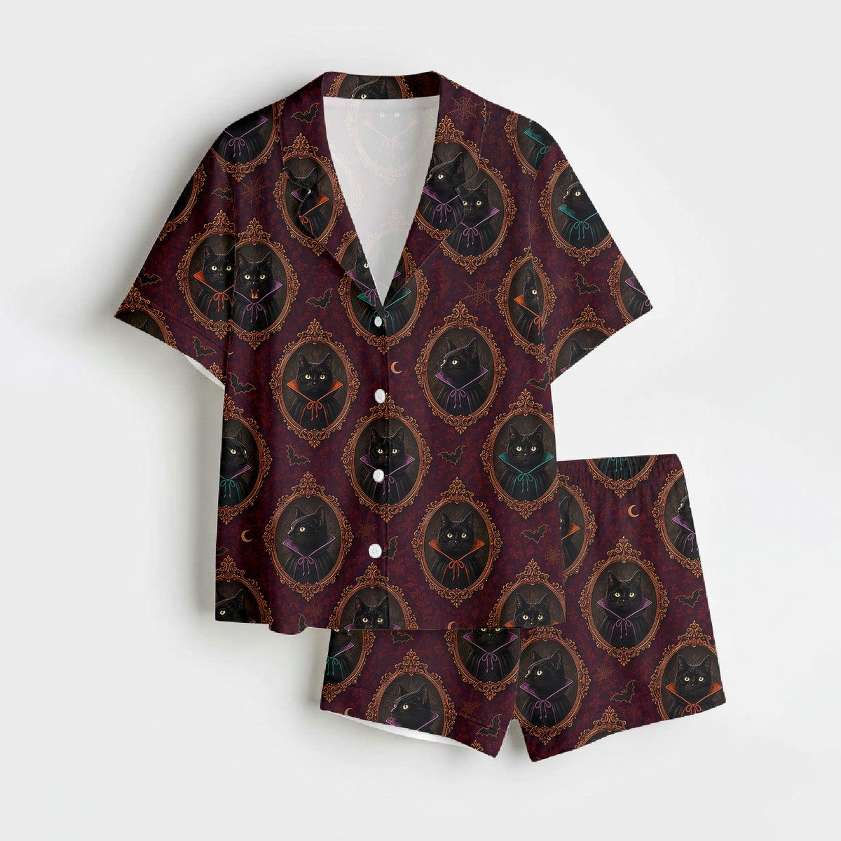 Gothic Black Cat Pajama Set