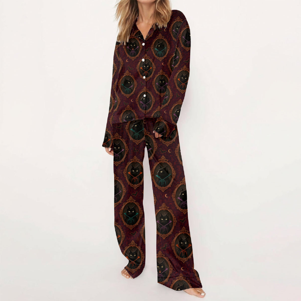 Gothic Black Cat Pajama Set