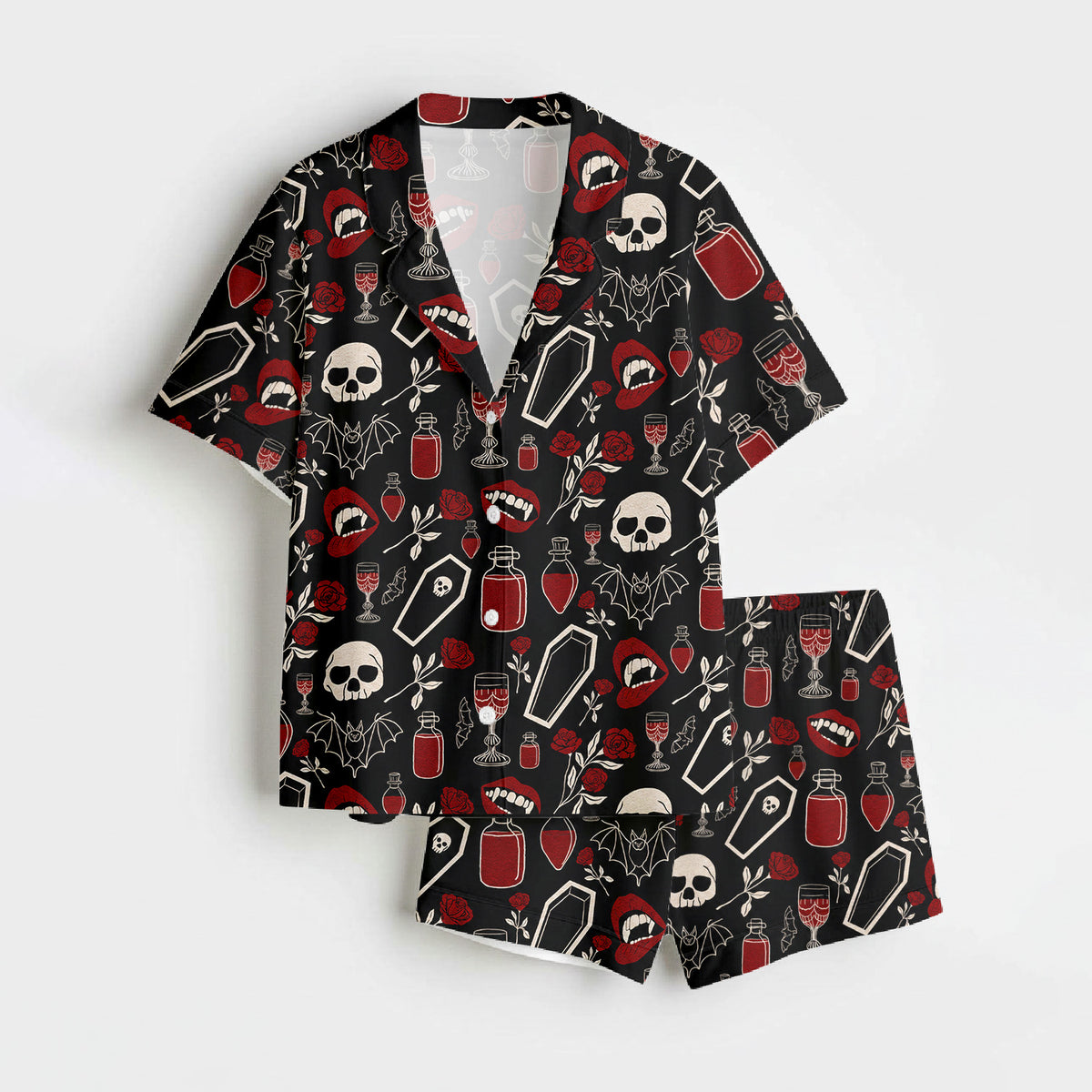 Gothic Skull Pajamas, Dark Halloween Set