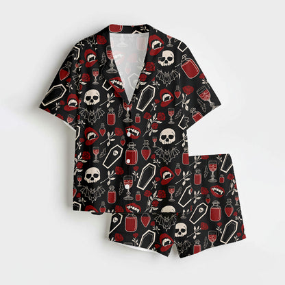 Gothic Skull Pajamas, Dark Halloween Set