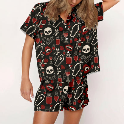 Gothic Skull Pajamas, Dark Halloween Set