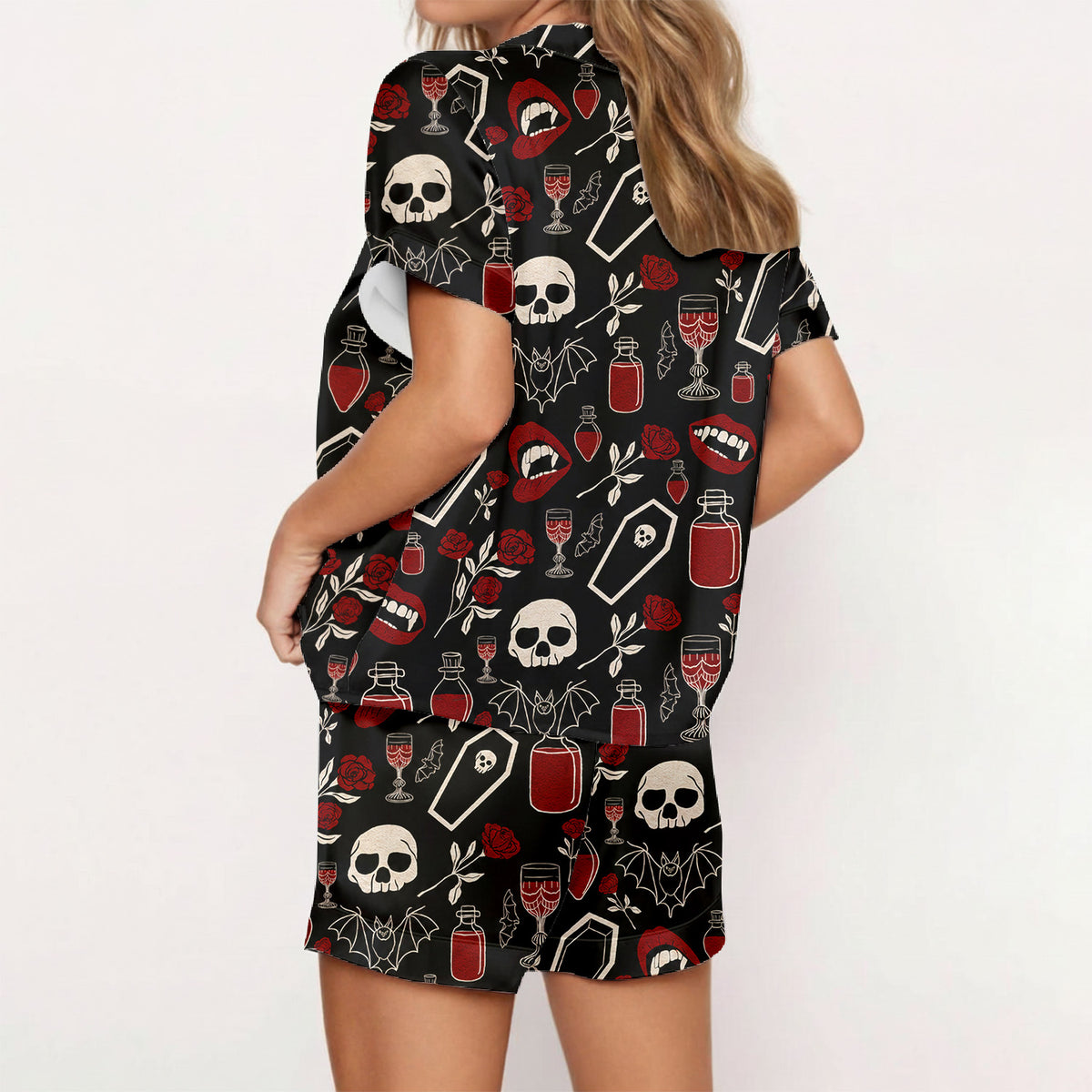 Gothic Skull Pajamas, Dark Halloween Set